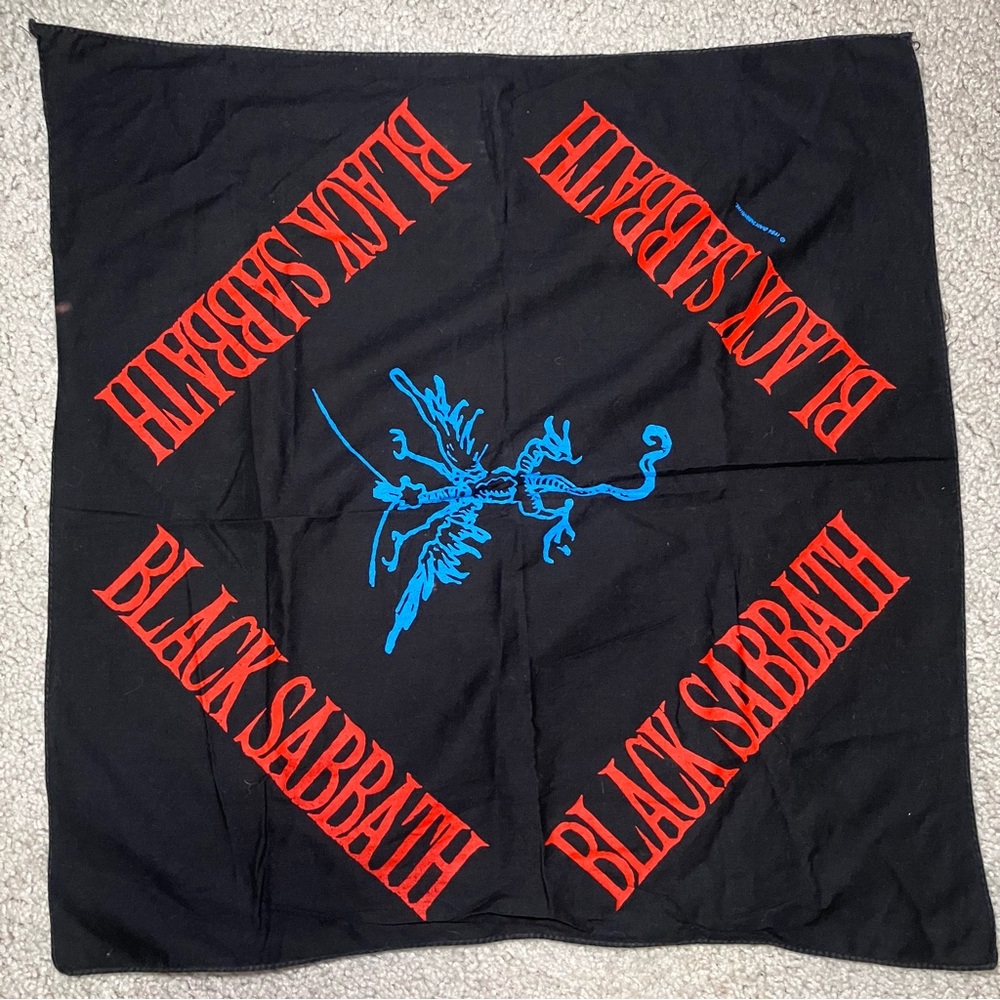 Black Sabbath Bandana with Red and Blue Design